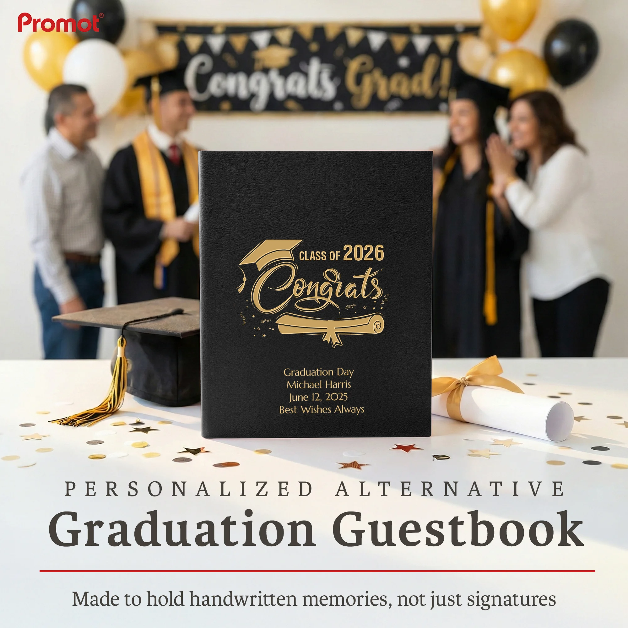 Personalized Graduation Party Guestbook- Class of 2026 (BLACK)